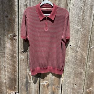 Men’s L Perry Ellis short sleeved, cotton/acrylic quarter zip sweater